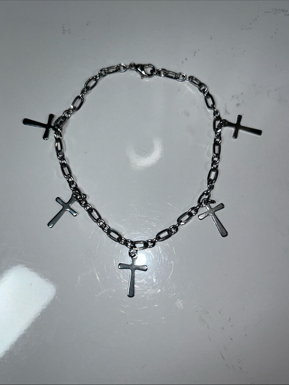 Artisan Handmade Hypoallergenic Stainless Steel 8” Cross Charm Bracelet